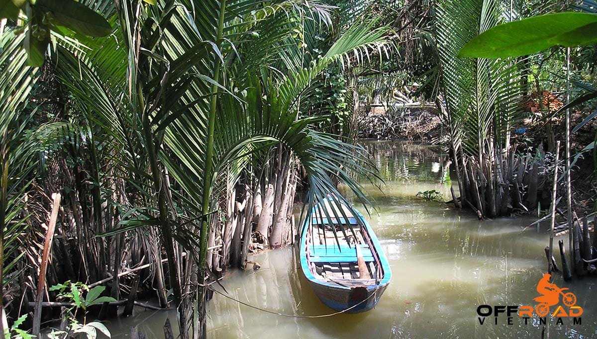 Coconut plantations and waterways in Ben Tre Province, Mekong Delta, Vietnam