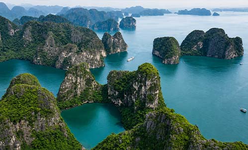 Limestone islands in Ha Long Bay, Vietnam